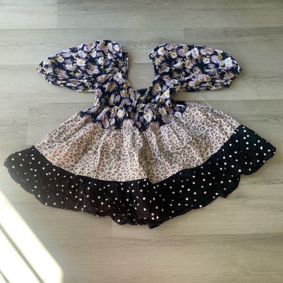 ASOS Tiered Babydoll Floral Multi Patterned  Patchwork Mini Dress size 0 - Picture 5 of 5